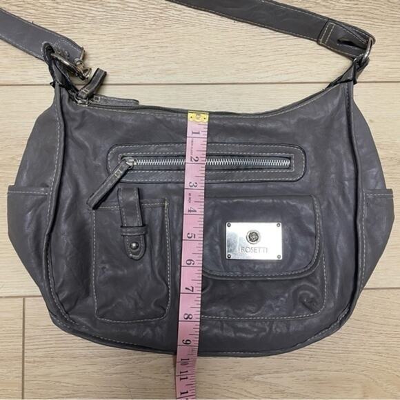 Vintage Rossetti Gray Vegan Leather Satchel Purse 90s Y2K - Picture 7 of 13